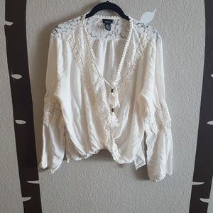 Rue21 Crossover Wrap Lace Blouse with Tassels